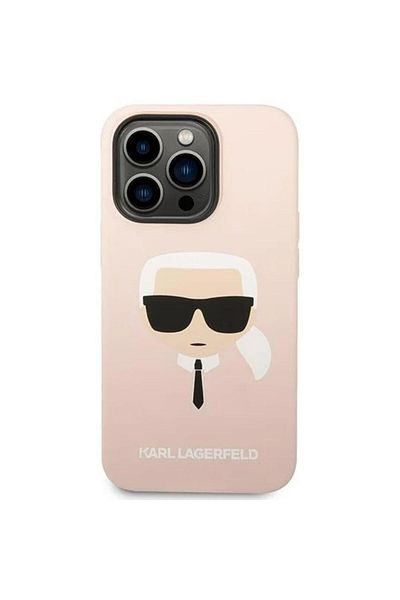 Karl Lagerfeld Husa MagSafe Liquid Silicone Karl Head iPhone 14 Pro Roz