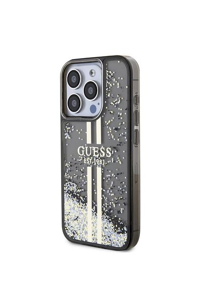 Guess Husa Liquid Glitter Gold Stripe Iphone 15 Pro Max Negru