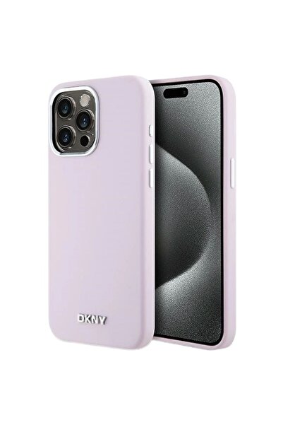 Dkny Husa Liquid Silicone Small Metal Logo MagSafe iPhone 14 Pro Max Roz