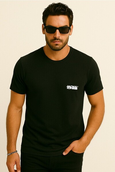 Jack & Jones J&J T-Shirt Men Logo Printed Tee Shirt Black Black