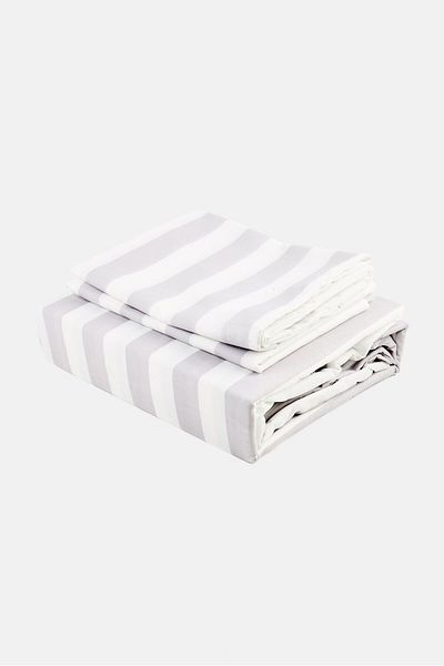 BEBEHOME Stripe Soft And Rich King Flat Sheet, Multicolor