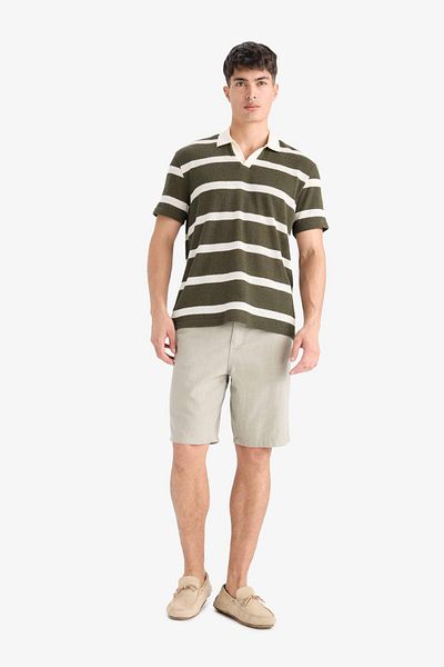 DeFacto Regular Fit Polo Neck Short Sleeve Knitwear Look Polo T-Shirt E3965Ax25Sm