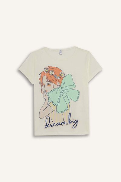DeFacto Girls Pajamas Set Printed Short Sleeve Top Elastic Waist Shorts E0663A825Hs