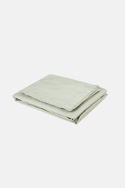 Nautica Single 2 Pieces Marina Baby Flatsheet With Pillow Case Set, Sage Green