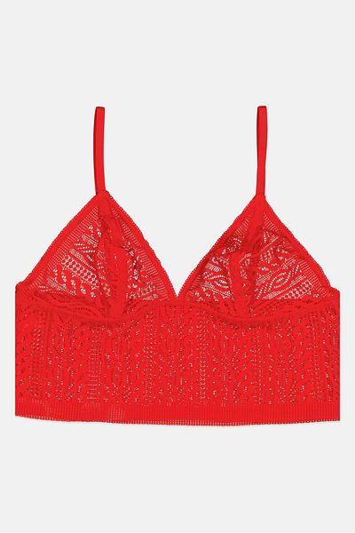 aerie Women Textured Non Padded Bralette, Red