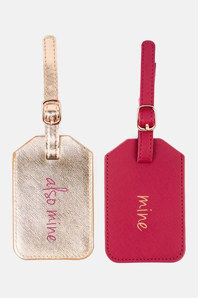 Miamica 2 Piece Graphic Print Luggage Tag, Gold