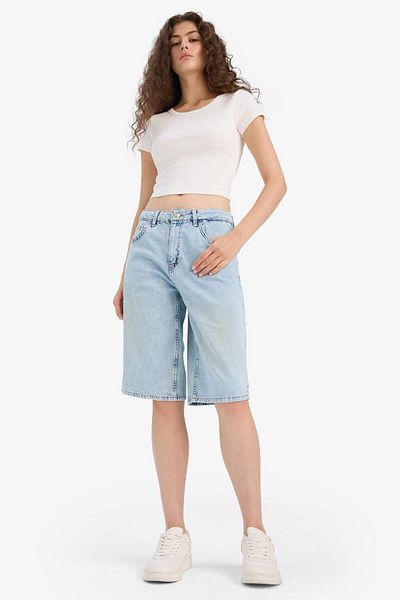 DeFacto High Waist Jean Bermuda Shorts E4033Ax25Sm