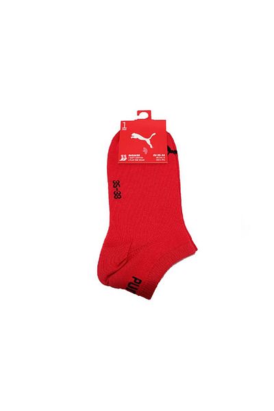 Puma Unisex Sneaker Sock, Red and Black