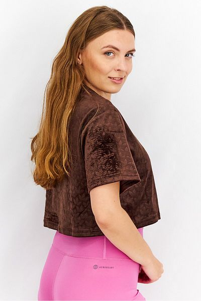adidas Women Sportswear Fit Short Sleeves Brand Logo Outdoor T-Shirt, Brown