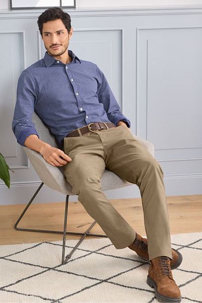 Tchibo Men Regular Fit Plain Chino Pants, Brown