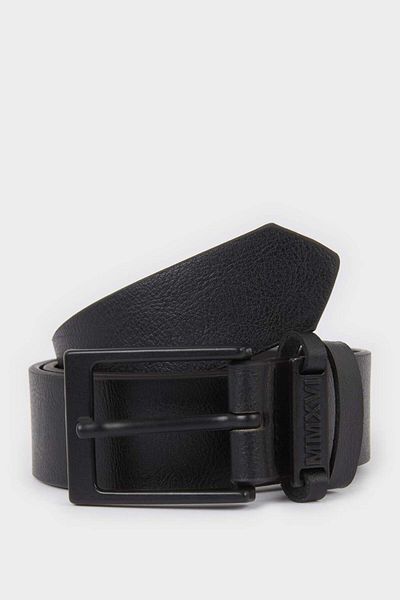 DeFacto Boy's Rectangular Buckle Faux Leather Casual Belt F6944A8Ns