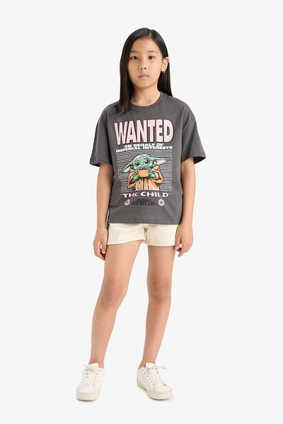 DeFacto Girls Star Wars-Mandalorian Relax Fit Crew Neck Short Sleeve T-Shirt E6563A825Hs
