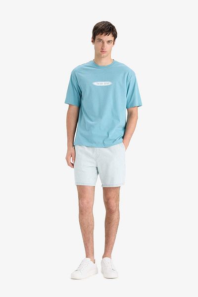 DeFacto 100% βαμβακερή ελαστική μέση Loose Fit Άνετο Jean Bermuda E1390AX25SM