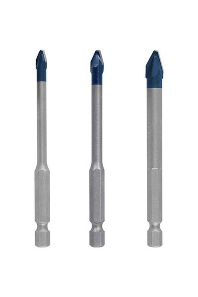 Generic طقم مثقاب بوش الخبير من السيراميك الصلب Hex-9، مكون من 3 قطع، باللونين الفضي والأزرق، JE2 608 900 595