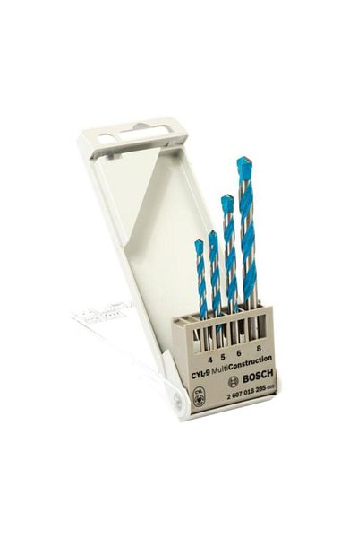 Generic طقم مثقاب بوش CYL-9 متعدد الاستخدامات بتصميم مضلع، مكون من 4 قطع، باللونين الأزرق والفضي