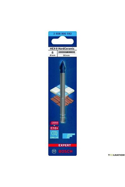 Generic مثقاب بوش الخبير سداسي الشكل من السيراميك الصلب، فضي وأزرق، مقاس 8 × 90 مم، JE2 608 900 592