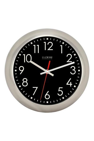 Generic Equity Brushed Titanium Owen Metal Silent Quartz Wall Clock Silver and Black