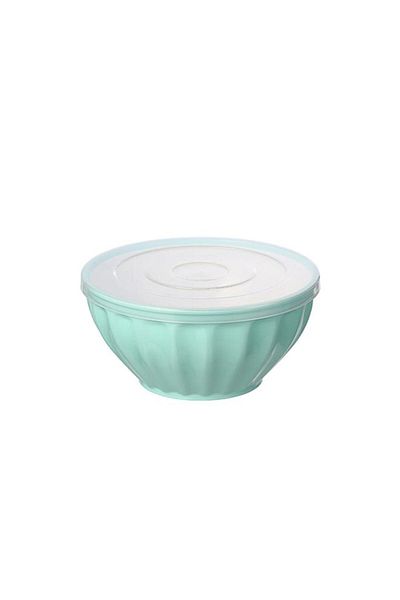 Generic وعاء سلطة دائري بتصميم عصري من فيلي مع غطاء، أزرق وأبيض، سعة 1500 مل، Y1K120220-G