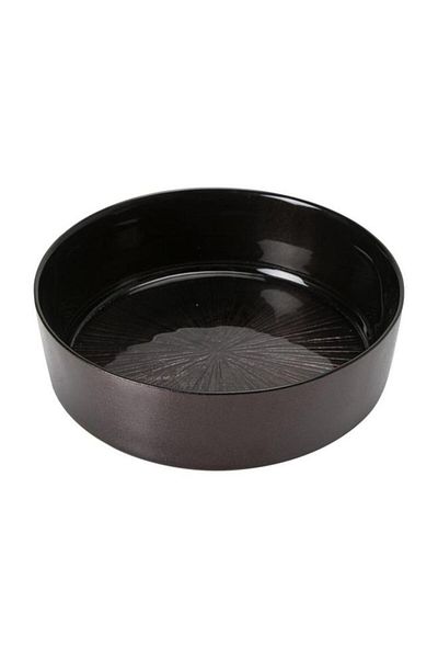 Generic وعاء تقديم زجاجي مزخرف طويل الأمد من Secret de Gourmet Astra أسود 15 × 15 سم