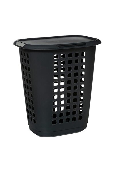 Generic Five Simply Smart Rectangular Shape Hugger Laundry Hamper with Lid Black 63Liter 157363C