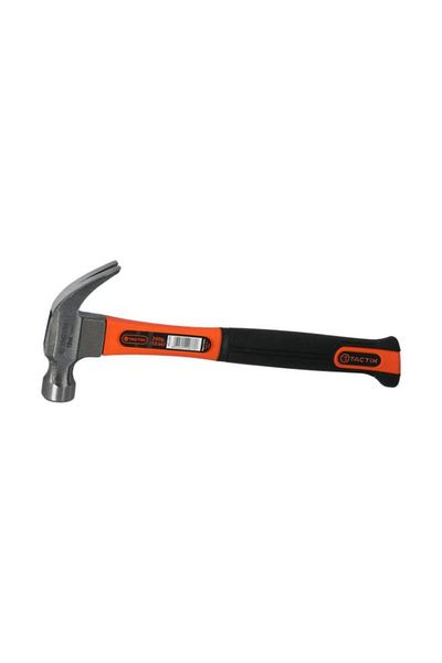 Generic Tactix Carbon Steel Claw Hammer with Non-Slip Fiberglass Handle Orange and Black 12oz