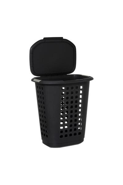 Generic Five Simply Smart Rectangular Shape Hugger Laundry Hamper with Lid Black 63Liter 157363C