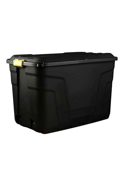 Generic Strata Heavy Duty Wheeled Storage Box with Lid Black and Yellow 190 Liter XW434-BLK/YEL-EX