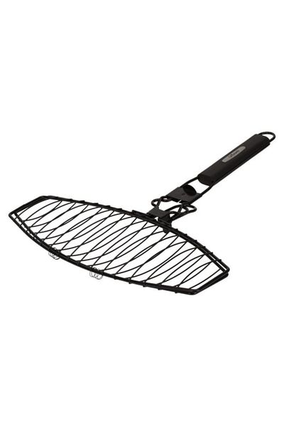 Generic سلة شواء السمك من جريل مارك بمقبض مطاطي أسود 16 × 16.25 بوصة