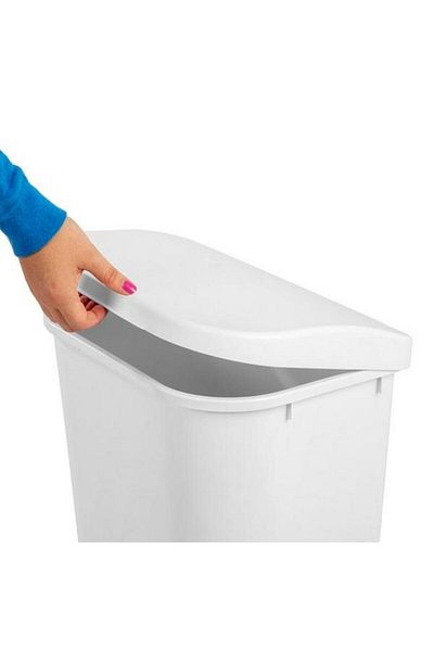 Generic Sterilite D-Shape Design Durable Lift Top Wastebasket White 11.3 Gal 10758006