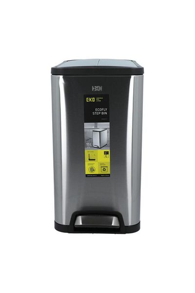 Generic EKO Ecofly Step Trash Can Silver 15 Liter