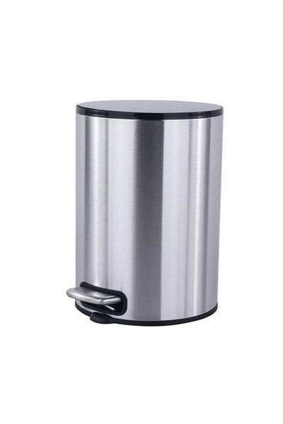 Generic HONEY BEE Stainless Steel Soft Closing Pedal Bin with Lid Silver and Black 5 Liter HDB-37015A