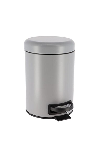 Generic Tendance Round Shaped Soft Close Metal Pedal Bin with Fall Brake Lid Matte Grey 3 Liter 6543180