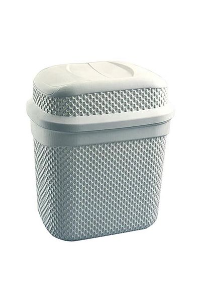 Generic Ucsan Drop Design Plastic Whirlpool Trash Bin Grey 11 Liter M-133DG