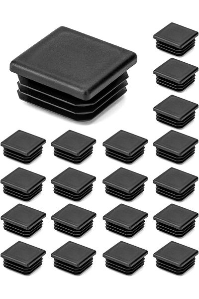 General Camp QWORK 20 Pcs Square Tube End Caps for Pipes Pipe Plugs Square Chair Legs Plastic Square 35x35mm Blac