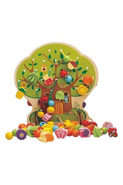 HALAMODO Wooden Lacing Tree Beads Early Development Learning Education Presch...