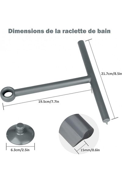 KAZOLEN squeegee set with holder, rubber/plastic, gray, 19.5 x 21.7 cm