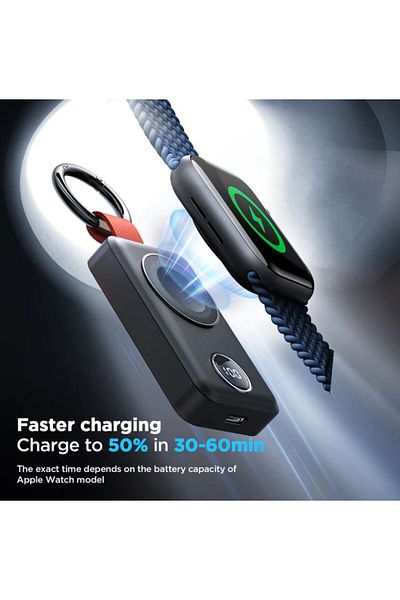 REDz Accessories Breloc încărcător portabil, Apple Watch, Joyroom JR-WQW01, mini baterie externă 20.000 mAh, negru