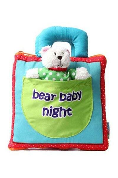 HALAMODO Cartoon Pattern Cloth Book With Plush Bear 25x19x4cm