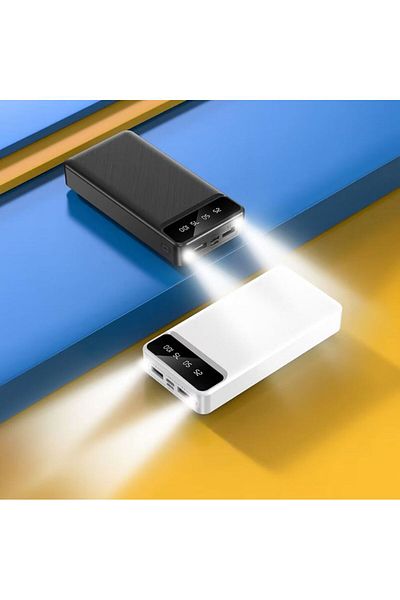 REDz Accessories Maxcell PJ0068 Battery, 30,000mAh Capacity, Dual USB, LED Display and Flashlight, White