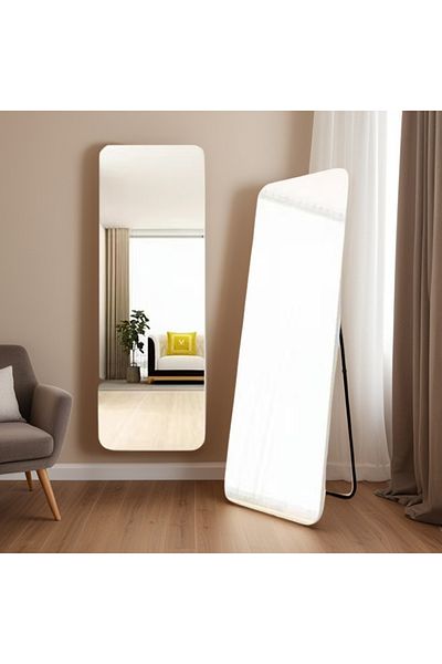 COOYA Full Length Mirror 155x 45cm,arched Aluminum Alloy Standing Hanging Leaning Against Wall,white