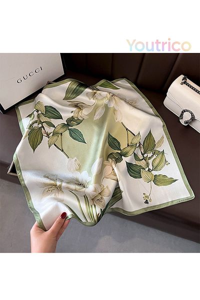Youtrico 100% Mulberry Silk,summer Patterned Scarf,pretty Floral,elegant,gift,53*53cm