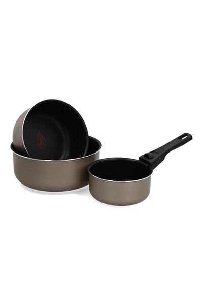 Generic BERGNER 3-Piece Durable Sauce Pan Set with Removable Handle Black and Grey BG-34802
