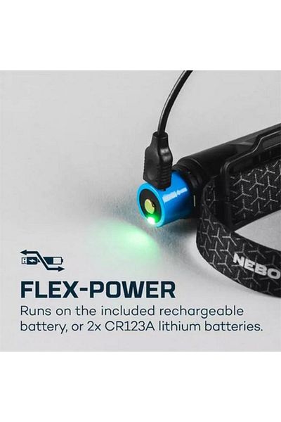 Generic مصباح أمامي NEBO Einstein 1000 Lumen Flex USB قابل لإعادة الشحن ومزود بخاصية التحكم الذكي في الطاقة ومقاوم للماء، باللون الأسود