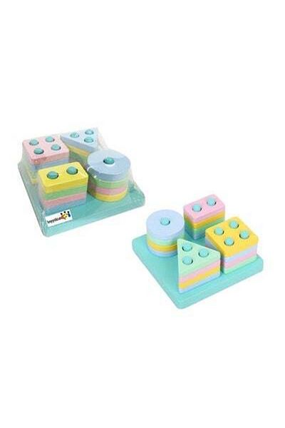 HALAMODO Wooden Four Sets Of Beach Columns In Wooden Macaron Color Square - Assorted