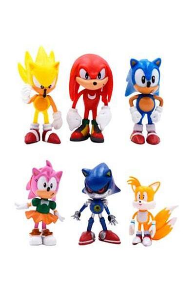 HALAMODO 6-Piece Sonic Exclusively Designed The Hedgehog Action Figure Set Kids Toy Multicolour 2 to 3cm