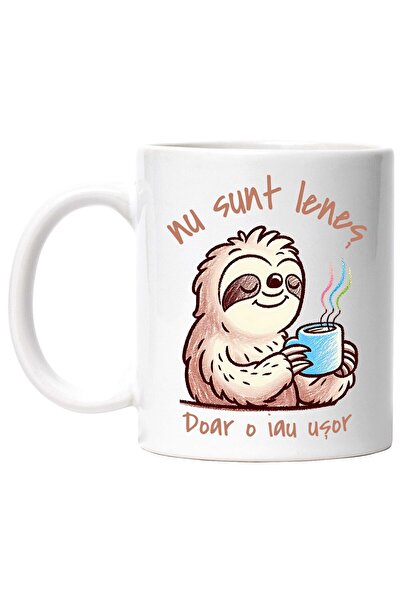 OEM Anima Lazy Mug with Funny Coffee Message 'I'm Not Lazy, I'm Just Taking It Easy', 330ml, White Ceram