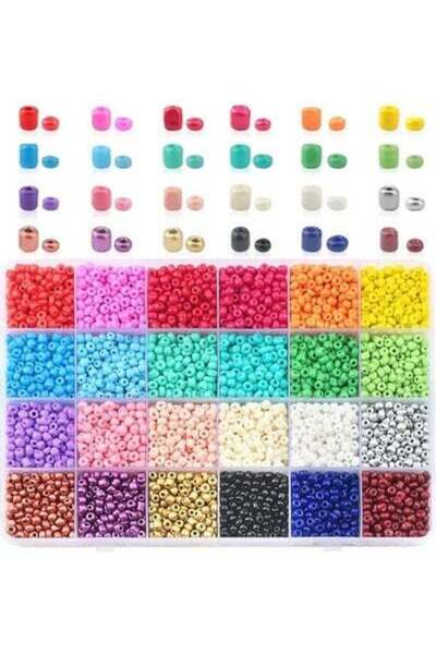 HALAMODO مجموعة خرزات البذور الزجاجية المعتمة المكونة من 6000 قطعة