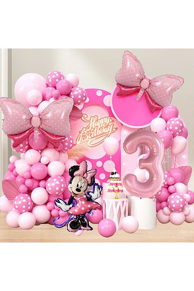 Disney as the picture as the picture 120PCS Minnie Mouse 40 inch Pink Bow Aluminum Mold Balloon Garland Arc
