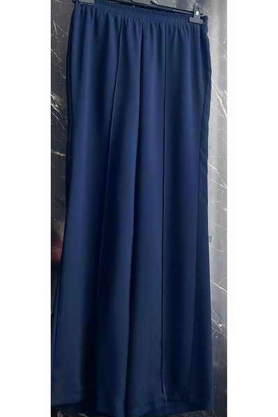 Dagü Design Women's Elasticated Waistband Loose Leg Summer Navy Blue Crepe Trousers