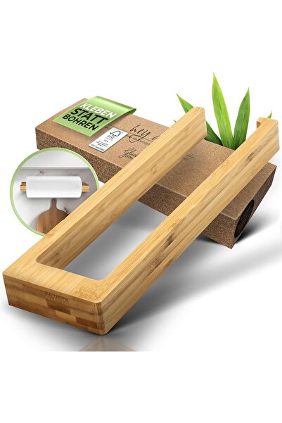 Glückstoff kitchen paper roll holder, bamboo wood, , 31 x 9.4 x 7.62 cm